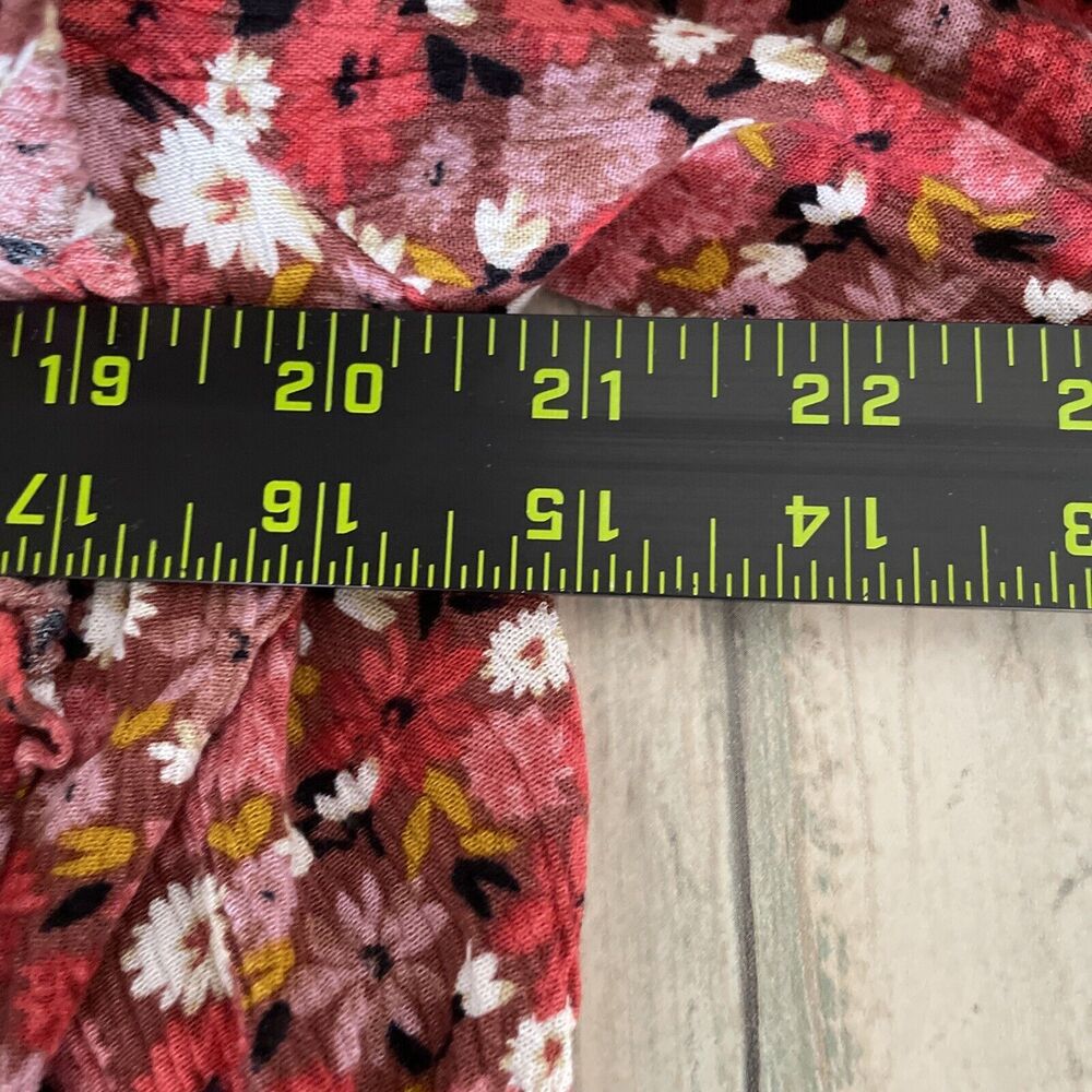 Knox Rose Womens Top Medium Cottage Core Boho Floral Ruffle Hippie Shirred Pink - Picture 11 of 14